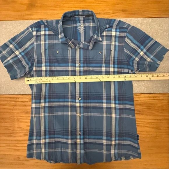 Kuhl Styk Short Sleeve Plaid Performance Shirt Tapered Fit Mens Medium - Picture 9 of 12